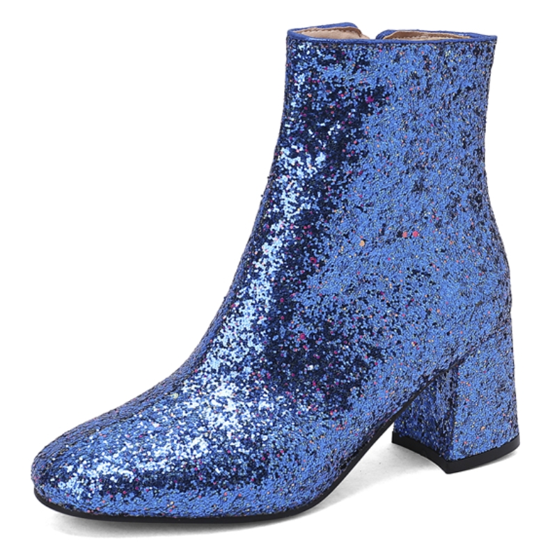 Winter Cloth - Luxuriöse Damen-Stiefeletten mit Pailletten in Gold,