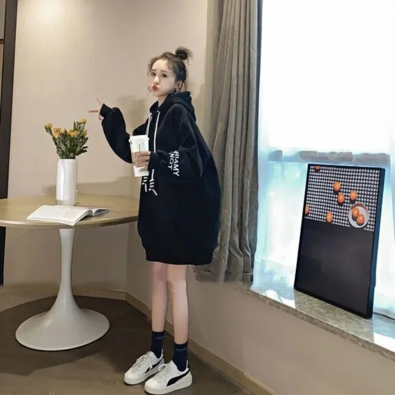 Winter Clothing Drawing - Streetwear Fleece Mit Kapuze Kleid Y2K