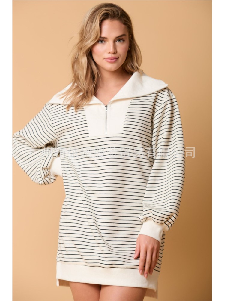 Winter Clothing H&M - Lockeres Kleid im einfachen Stil, gestreifte