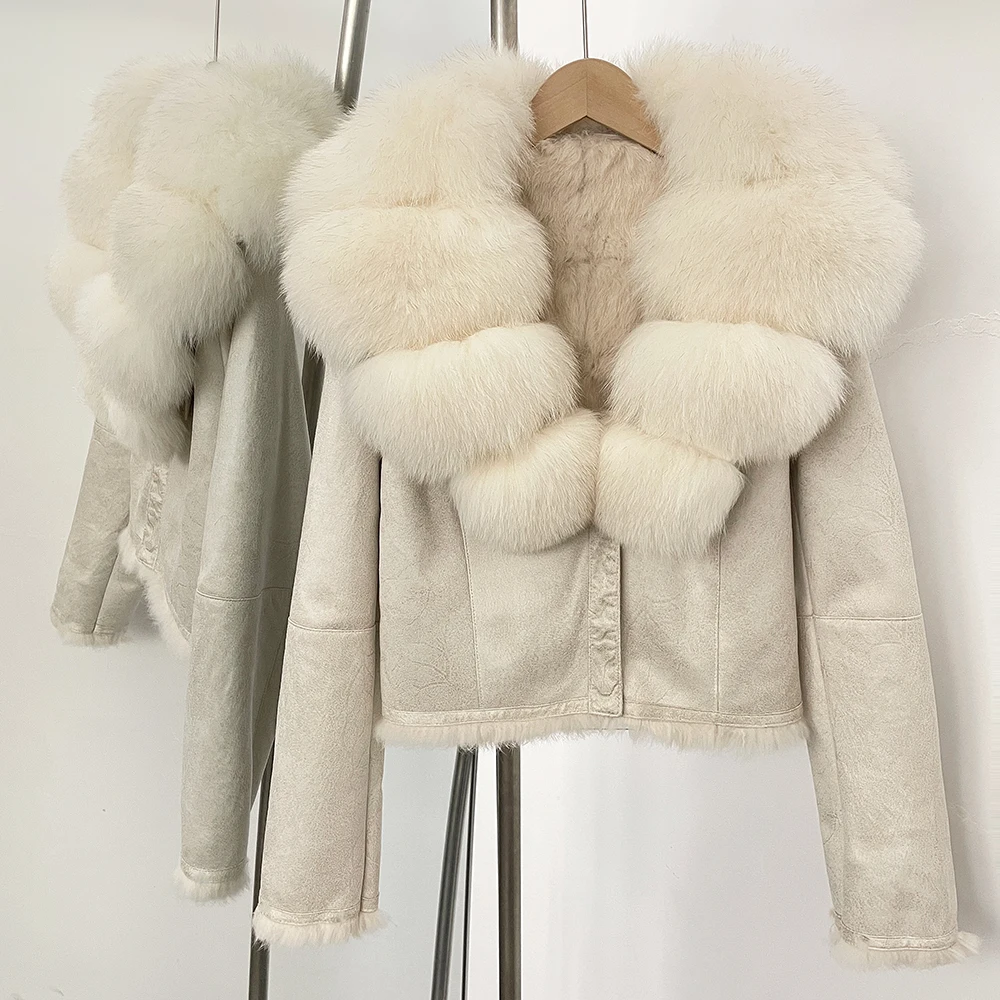 Winter Clothing Store - OFTBUY Natürliche Fuchs Pelz Kragen Mantel