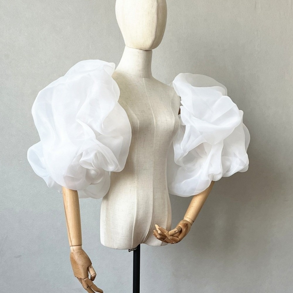 Winter Clothing Ladies - Stilvolle bauschige Brautärmel aus Organza, abnehmbare
