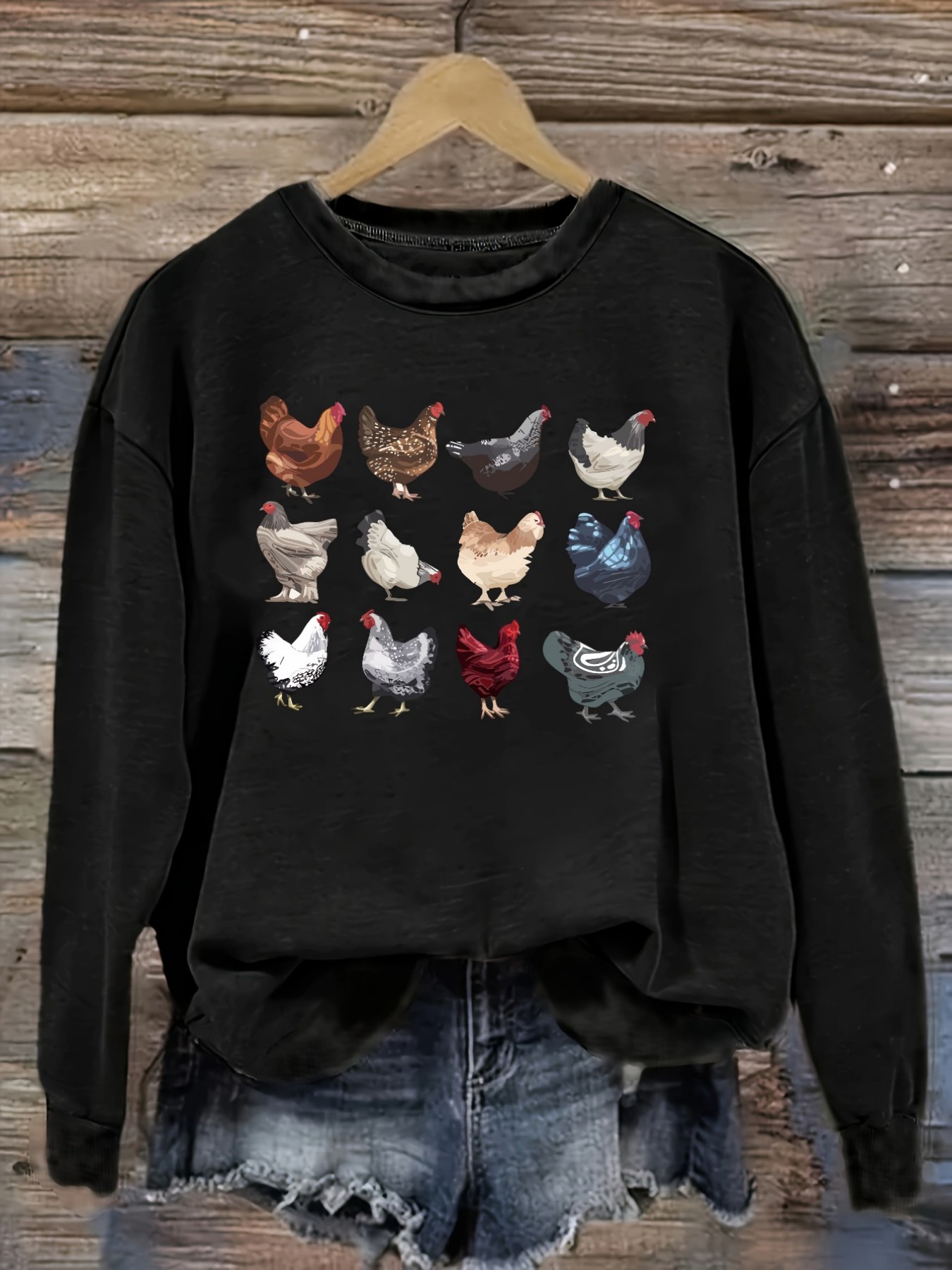 Winter Clothing Color - Damen-Freizeit-T-Shirt mit langen Ärmeln und Rundhalsausschnitt,