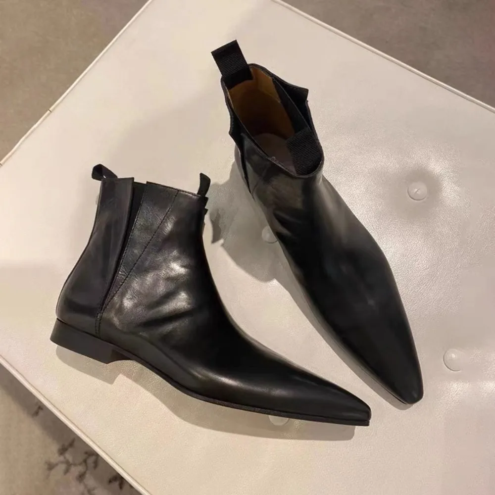 Winter Clothing Ladies - Luxuriöse Damen-Kurzstiefel Herbst/Winter Echtleder Spitze Chelsea-Stiefel