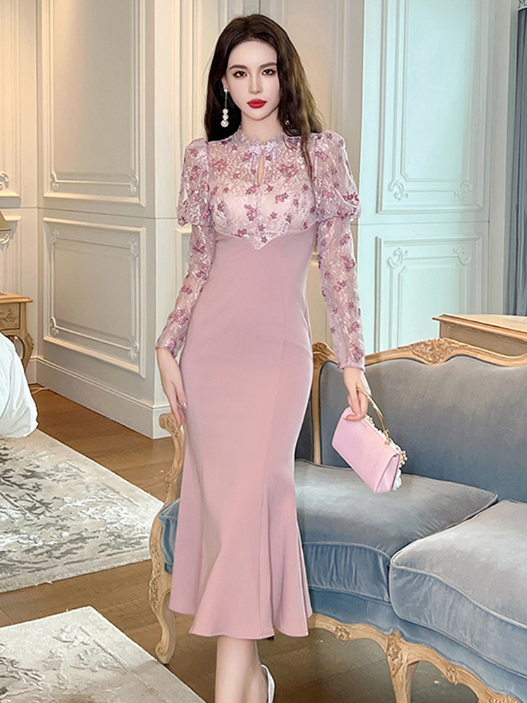 Winter Clothing H&M - Frühling Herbst Qipao Meerjungfrau Lange Kleider