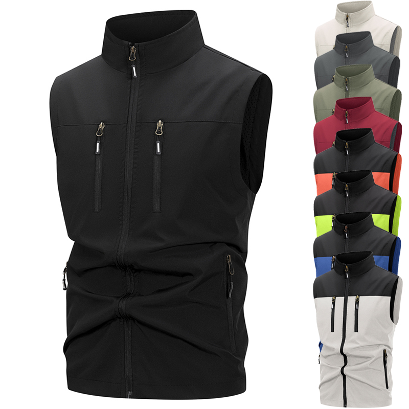 Winter Clothing Hiking - Leichte Softshell-Weste für Herren mit Reißverschlusstaschen,