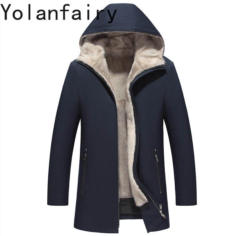 Warm Winter Clothing - YOLANFAIRY Echtpelz-Parkas, Herrenbekleidung, 2025, abnehmbare Nerzpelz-Futterjacke