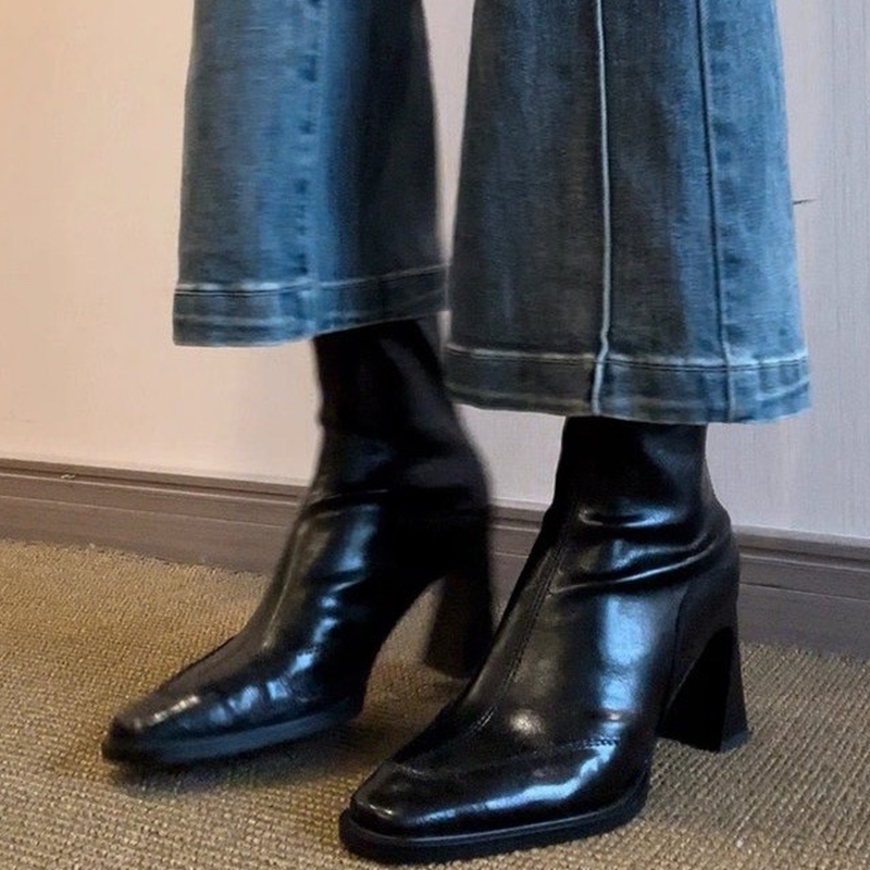 Winter Clothing Ladies - High Heels Damen Stiefeletten Mode klobige