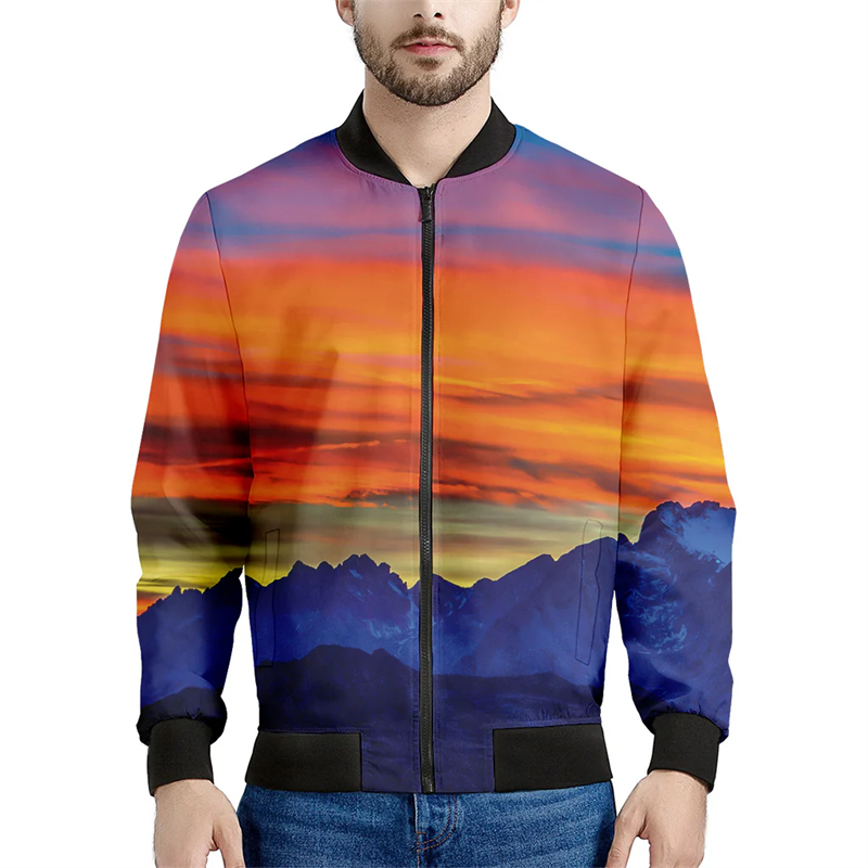 Berg 3d gedruckt Bomber jacken – Quality Winter Clothing Bomber Jacket Bewertung und Preis